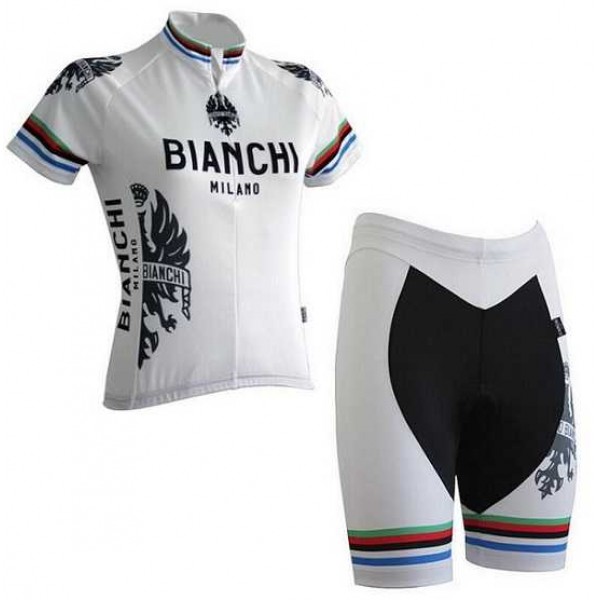 2016 BIANCHI MILANO Damen Fahrradbekleidung Radtrikot Kurzarm+Kurz Radhose weiß 8ZXWQ